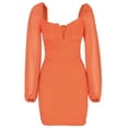 thumbnail image 5 of Holloyiver Women's V-Neck Solid Color Sexy Long SleeveHip Dresses S-XL, 5 of 7