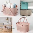 thumbnail image 3 of Cesta para ducha con asa, organizador de plástico, cesta de almacenamiento para estantes, cesta de almacenamiento portátil para baño, dormitorio universitario, cocina (rosa), 3 of 4