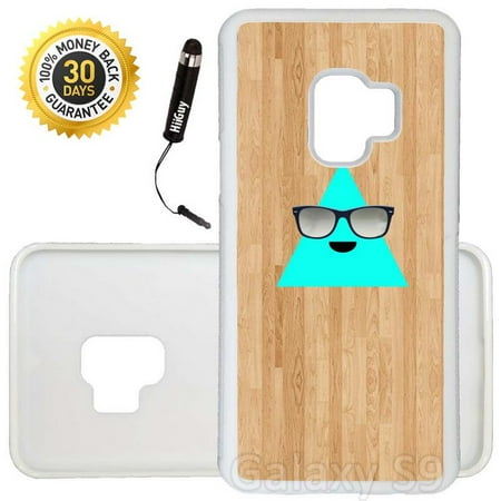 Cool Triangle - Custom Galaxy S9 Case (Cool Triangle with Sunglasses) Edge-to-Edge Rubber White Cover Ultra Slim | Lightweight | Includes Stylus Pen by Innosub