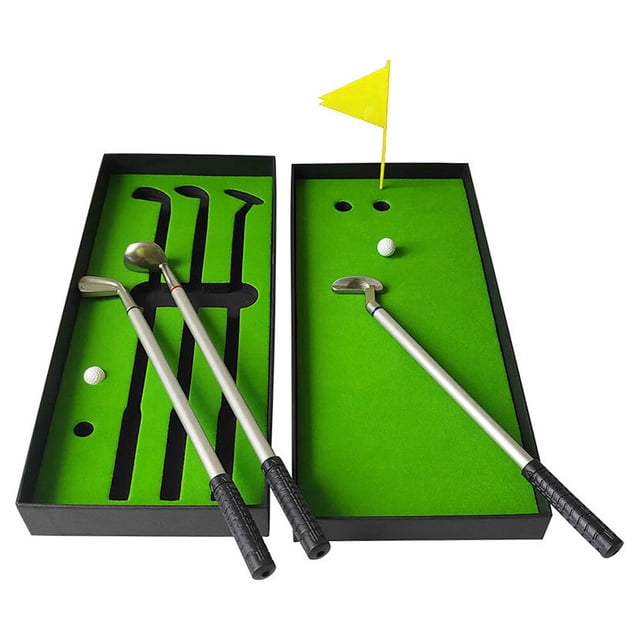 Graflsoa Mini Golf Pen Set with 3 Pens, 2 Balls, and Yellow Flag - Fun Desktop Stress Relief Accessory