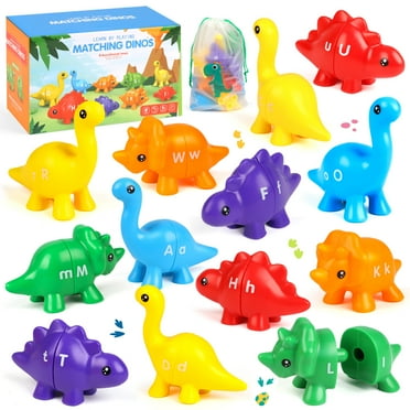 UUSUOO ABC Dinosaur Alphabet Match Game,13 PCS Montessori Double-Sided Dinosaur Toys Match Letter with Uppercase Lowercase, Fine Motor Toys for Toddlers 1-3, Christmas Gifts Educational Learning Toys