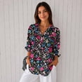 thumbnail image 4 of Nyfairy Plus Size Women's Floral Embossed Print Long Sleeve Button Down Casual Shirt, 4 of 5