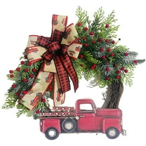 CASAFUN Artificial Christmas Wreath Garland for Front Door Window , Flocked Xmas Door Wreath Christmas Decoration for Outdoor Fall Winter