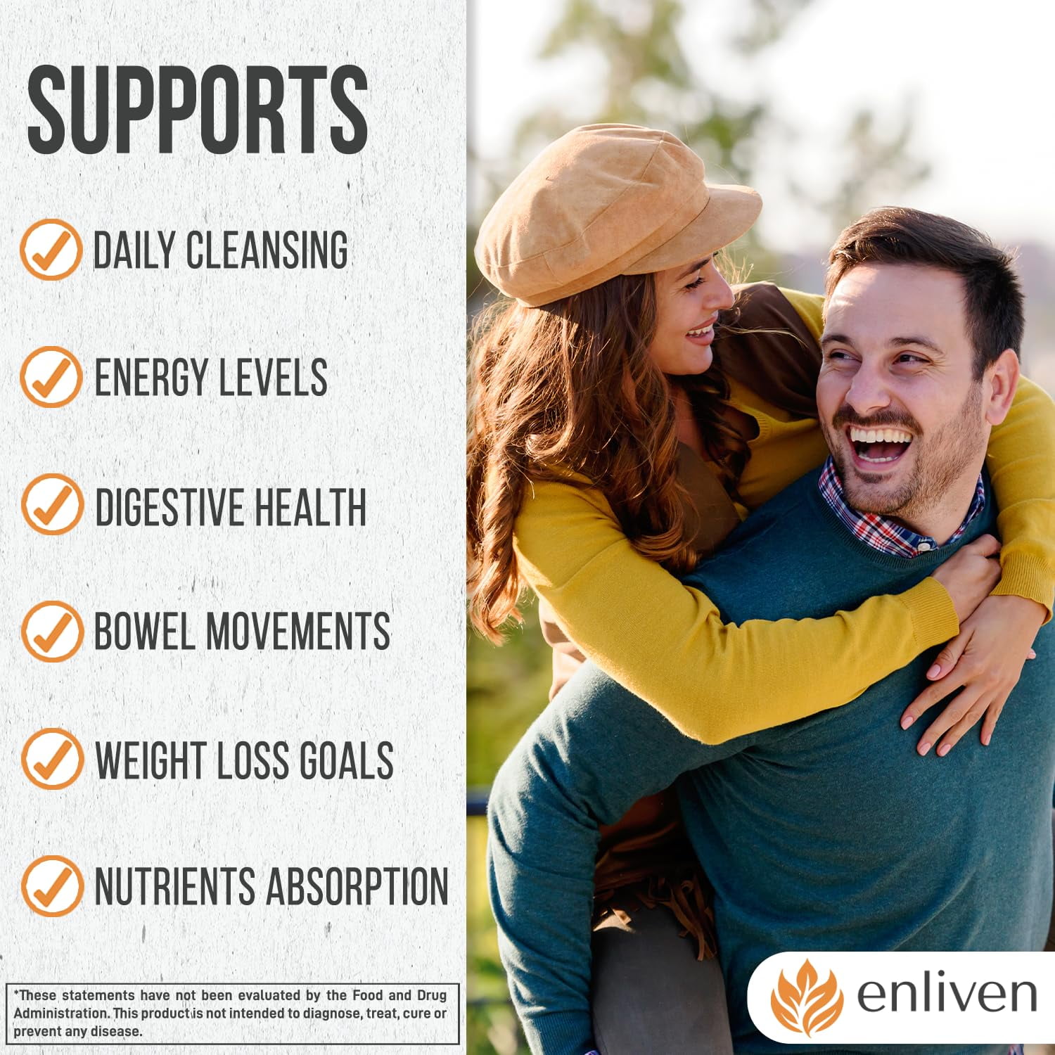 Enliven Gentle Colon Cleanse | Detox & Weight Loss Support | Gut Health | 60 Capsules