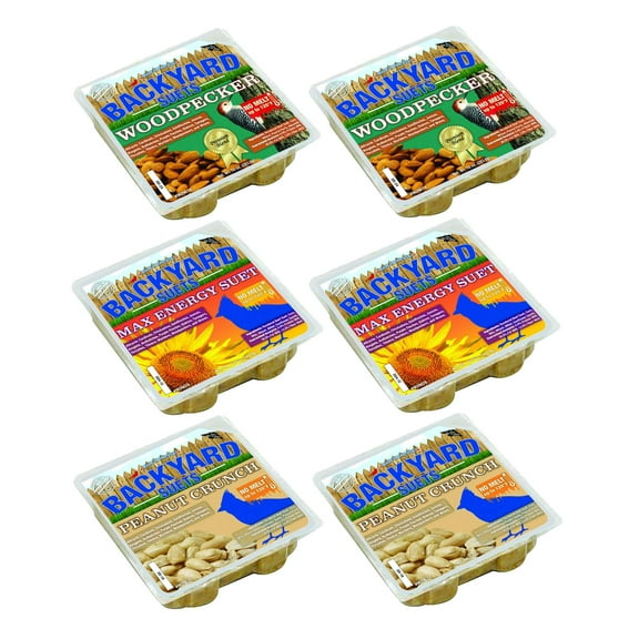 CountryMax Backyard Seeds Suet Cakes for Wild Birds - No Melt Food for Woodpeckers, Cardinals, Chickadees, Goldfinches, Juncos 11.25 Ounces (Variety Pack)