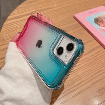 for iPhone 15 Case Clear, Transparent Hybrid Crystal iPhone 15 Phone Case [Hard Plastic & Soft Silicone Bumper] Acrylic Non-Yellowing Thin Slim Protective Cover for Women, Blue Pink