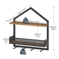 thumbnail image 5 of HOOBRO Industrial 2-Tier Floating Wall Shelf with Hooks & Metal Mesh Guard, Walnut and Black, 5 of 8