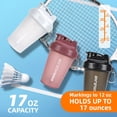 thumbnail image 2 of 3 PACK Shaker Bottles 17 OZ, Shaking Ball Whisk, Wide Mouth and Flip-Top Lid, Dishwasher Safe & BPA Free, Black/Pink/White, 2 of 7