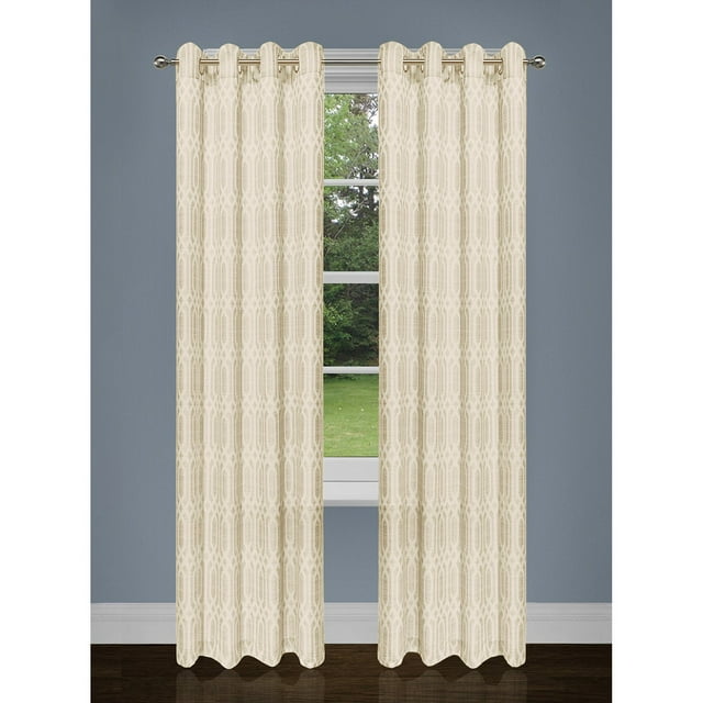 Safdie and Co Two Tone Jacquard 2 Piece Curtain Panel Set