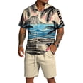 thumbnail image 2 of longantii Men's Sets Casual Button Tropical Print Shirts and Shorts Comfy Short Sleeve Beach Blouses and Shorts 2026 Vacation Outfits Khaki XXL, 2 of 6