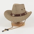 thumbnail image 5 of OOOUM Kids Woven Cowboy Hats Adjustable Chin Strap Outdoor Western Hats Boys Girls Western Straw Cowgirl Hat One Size, 5 of 5