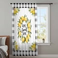 thumbnail image 4 of Summer Yellow Lemon Sheer Curtains 108 Inches Extra Long, Black Buffalo Plaid Farmhouse Light Filering Curtains, Privacy Drapes Simi Floor to Veiling Curtain for Living Room Bedroom Window Treatment, 4 of 9