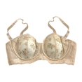 thumbnail image 4 of GEWSEY Women's Half-Cup Lace Bra Sexy Sexy Lace Push Up Support Gathered Bras Underwired Low Cut Mesh Bralettes (Pink, 24A-24B), 4 of 4