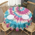 thumbnail image 3 of Colorful Tie Dye Mandala Pattern Round Tablecloth 60"x60",Wrinkle Wipeable Table Cloth for Kitchen Dining Room Picnic Patio Party, 3 of 6