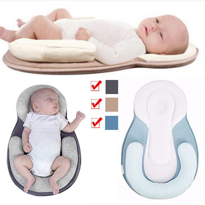 Infant Newborn Baby Anti Roll Pillow Cushion Prevent Flat Head Sleep Support UK 
