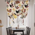 thumbnail image 3 of Farmhouse Rooster Tie Up Curtains 45 Inches Long, Kitchen Window Curtains Over Sink, Vintage Watercolor Flowers Wood Grain Small Window Curtains Shade Balloon Curtains Valances for Bedroom 34"x45", 3 of 8