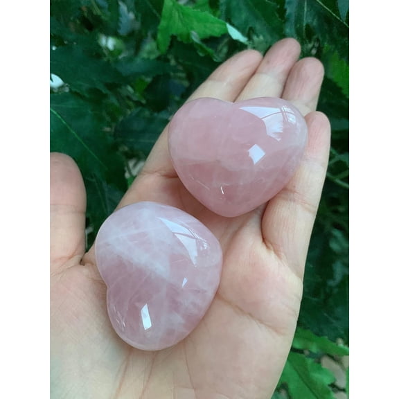 Rose Quartz Gemstone Hearts, Polished Rose Quartz Puffy Hearts, Rose Quartz Palm Stone, Rose Quartz Heart (1 Heart)