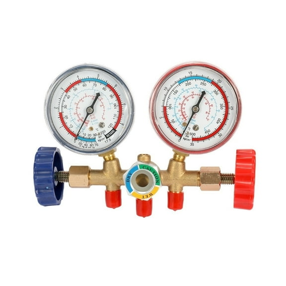 500PSI Refrigerant Manifold Gauge Set Air Conditioning Tools with Hose and Hook for R12 R22 R404A R134A A/C Systems ,Wide Use