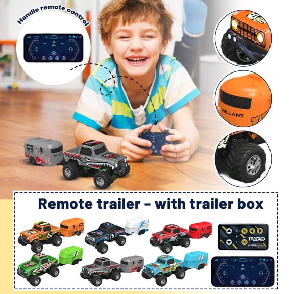 Mini Rc Truck, Mini RC Truck, 1:64 Scale Truck Remote Control Car with Lights, 2.4Ghz Remote Control, Steering Adjustable,Support Mobile App Control(Red)