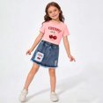 thumbnail image 5 of ITSAME Girls Outfit Sets, Crewneck Printed T-Shirts and Denim Skirts Summer Casual Clothes 2-Piece Pink Size 6, 5 of 6