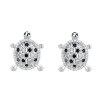 Amy and Annette Sterling Silver Turtle Earrings with Preciosa Crystals