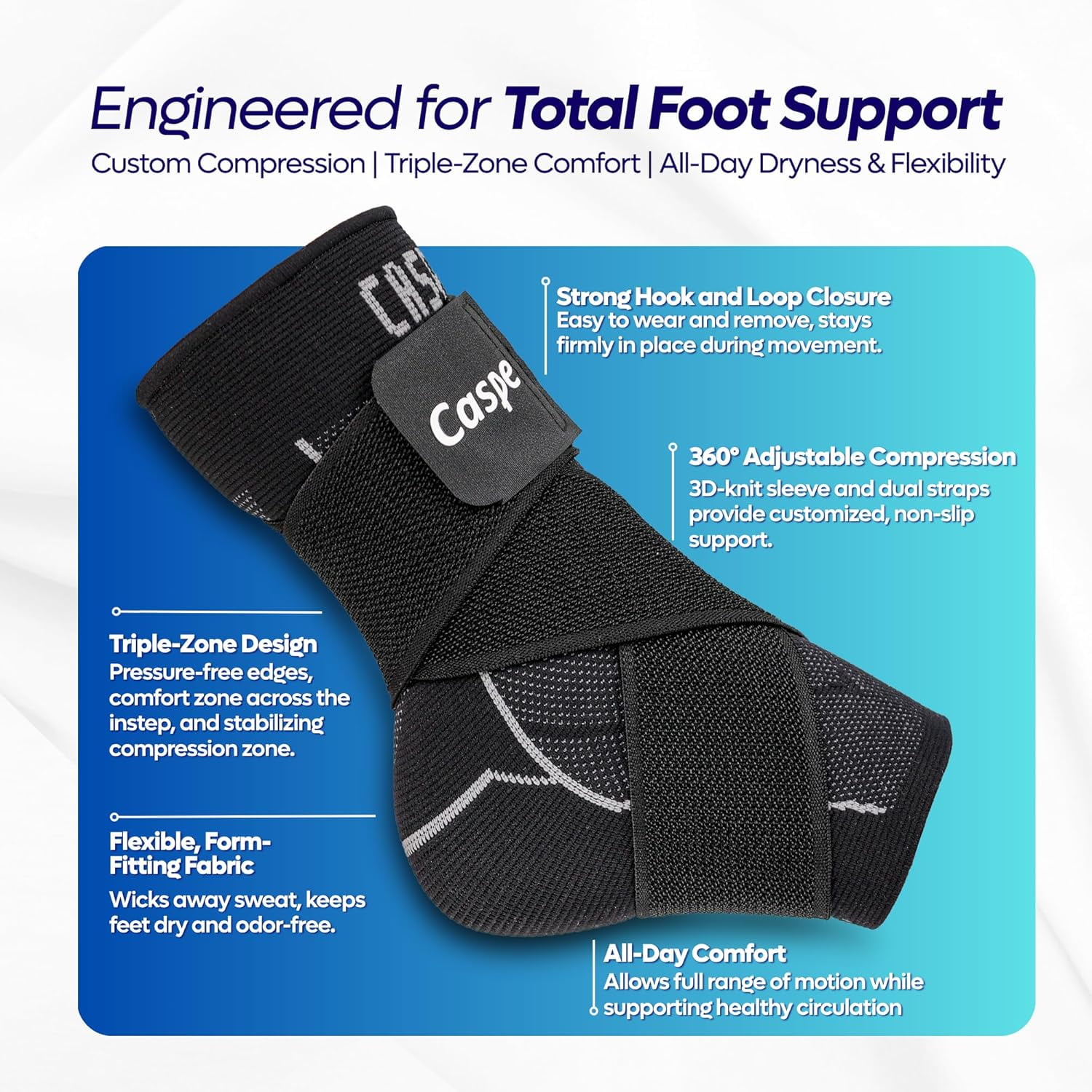Caspe 2 Pack Breathable Ankle Brace with Adjustable X-Strap – 3D Knit Compression Support for Men & Women, Workout, Sports & Daily Use