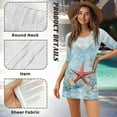 thumbnail image 5 of FKELYI Women's Swimsuit Cover Up for Summer Beach Cover-Up Starfish Sea Shell Coral Print Round Neck Cover Ups Breathable Beachwear Dress for Lady Teen Girls Swimming, 2XL, 5 of 6