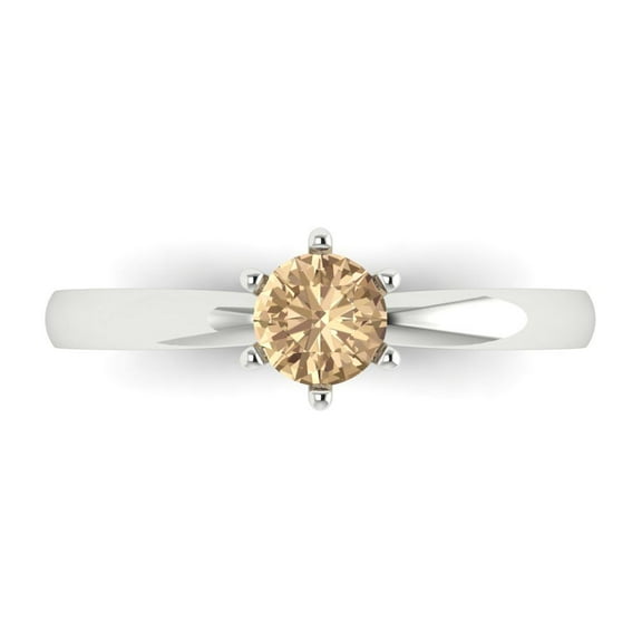 Clara Pucci 14K White Gold 0.5ct YellowMoissanite Solitaire Ring for Women