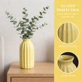 thumbnail image 2 of Unique Bargains Small Ceramic Vase Matte Ribbed Decorative Flower Vase for Bathroom Yellow, 2 of 5