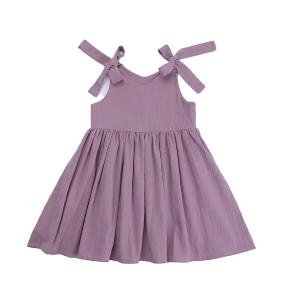 XBASW 6M-6T Girls Dresses for Toddler Baby Dress Summer Strap Dresses Backless Bow Sundress for Kids