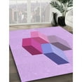 thumbnail image 3 of Ahgly Company Machine Washable Indoor Round Transitional Purple Area Rugs, 4' Round, 3 of 7