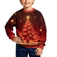 thumbnail image 6 of Frostluinai Kids Boys Fall Sweaters Christmas Tree Print Knit Sweater Tops Oversized Crewneck Long Sleeve Lightweight Pullover 5-16 Years, 6 of 8