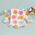 thumbnail image 4 of QJUHUNG Kid Baby Girls One Piece Swimsuit Long Sleeve Zipper Swimwear Ruffle Rashguard Bathing Suits Beachwear, 4 of 8