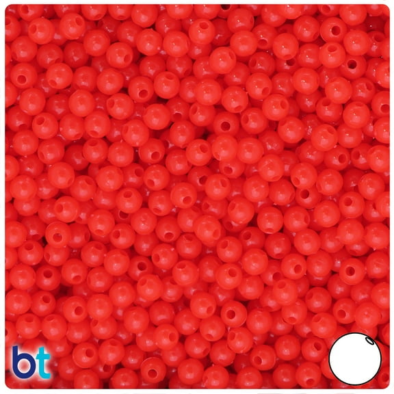 BeadTin Bright Red Opaque 5mm Round Plastic Beads (700pcs)