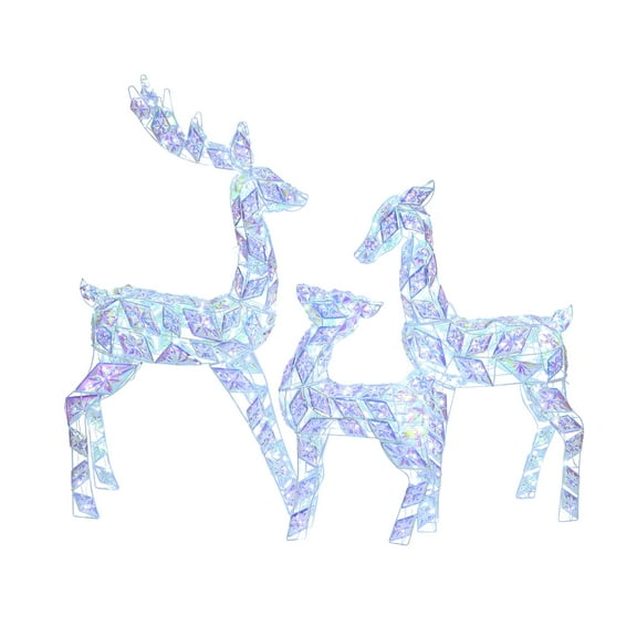 LuxenHome 3-Piece Multi-Color Snowflake Deer Family Outdoor Holiday Decoration with 460 Lights