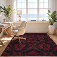 thumbnail image 3 of Design&I 8'x10' Washable Area Rug Mirrored Scroll Baroque Bathroom Frame Ornate Gothic Damask Insect Playful for King Size Bedroom, Under Bed, Sleek Flatweave Pet Friendly, 3 of 7