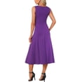 thumbnail image 3 of INSPIRE CHIC Women's Dressy Formal Dress Sleeveless Ruched High Waist A-Line Work Dresses L Dark Purple, 3 of 5