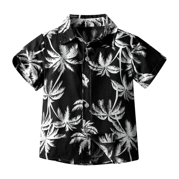 Odeerbi 6M-13Y Niños Camisa Hawaiana Verano Playa Camisas de Algodón Niños Blusa de Manga Corta Flor Tropical Camisa Estampada Ocio Tops