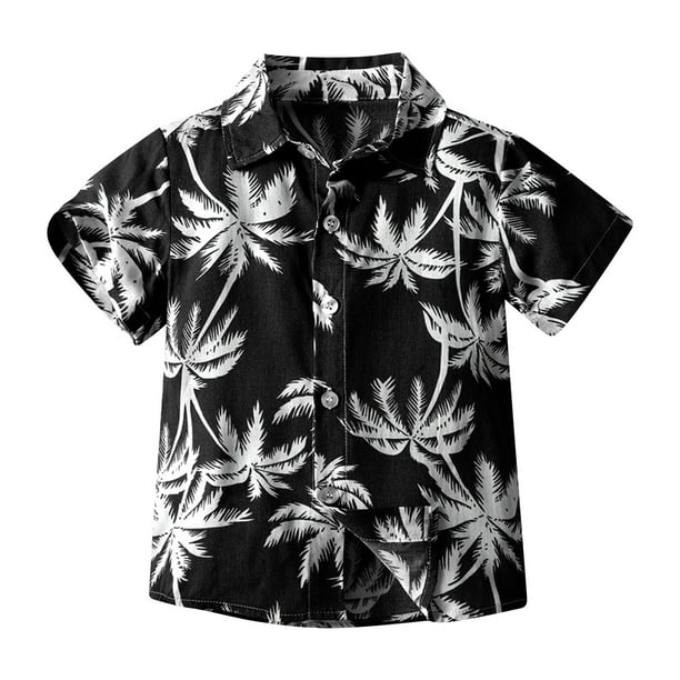 Odeerbi 6M-13Y Niños Camisa Hawaiana Verano Playa Camisas de Algodón Niños Blusa de Manga Corta Flor Tropical Camisa Estampada Ocio Tops