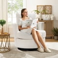 thumbnail image 4 of Muumblus Swivel Barrel Chair, Chenille Accent Armchair for Living Room Bedroom, Beige, 4 of 7