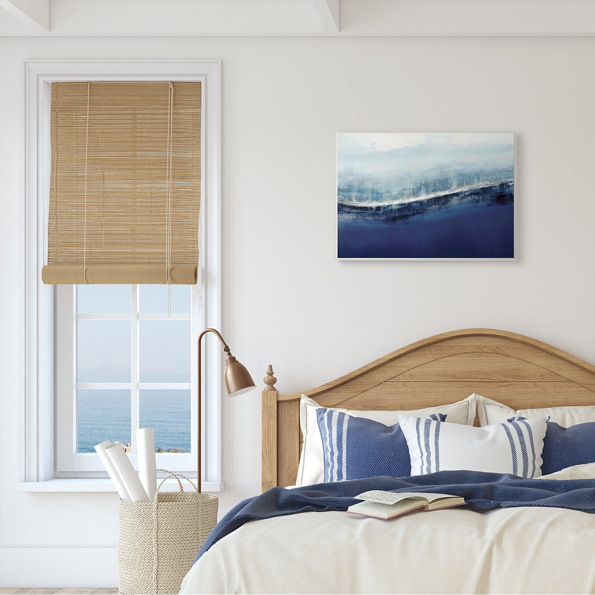 Stupell Industries Abstract Ocean Waves Blue Stormy Sky ,13 x 19,Designed by Jake Messina