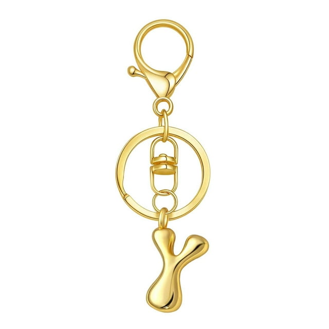 Hearth & Gear Custom Letter Keychain Key Ring For Initial Charm With Sturdy Metal Loop And Easy To Find Design For And Luggage