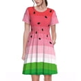 thumbnail image 1 of Vsdgher Robes Maxi Midi Décontractées Melon D\'eau pour Femmes Été 2025 Manches Courtes Légères Col Rond Robe de Plage, 1 of 6
