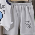 thumbnail image 4 of enyan Toddler Baby Boy Summer Outfit Short Sleeve Letter Print T Shirt Top and Casual Shorts Set Cute Clothes 3 6 12 18 Months 2T Clothes Toddler Sets for Boys Sky Blue,12-18 Months, 4 of 5