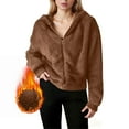 thumbnail image 2 of DAFPZW Faux Fur Fleece Jacket for Women Zip Up Sherpa Jackets Fluffy Coat Fuzzy Teddy Winter Hoodies, 2 of 9