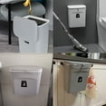 thumbnail image 4 of 2.4 Gal/9 L Hanging Trash Can for Kitchen Cabinet Door with Lid, Small Under Sink Garbage Can for Bathroom, Wall Mounted Counter Waste Compost Bin, Plastic (Gray), 4 of 6