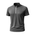 thumbnail image 4 of Donemore Men's Solid Color Quick-Dry Zipper Stand Collar Short Sleeve Sport Shirt Breathable Moisture-Wicking Design Casual Training Fitness Outfit Simple Versatile Men's Top, 4 of 5