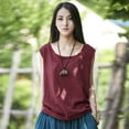 thumbnail image 6 of Women's Linen Tank Tops Loose Fitting Flowy Summer Shirts Solid Color Sleeveless Leisure Blouse Tee, 6 of 6