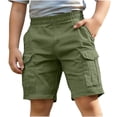 thumbnail image 2 of HAOTAGS Cargo Shorts for Teen Boys (5-15), Elastic-Waist Straight-Fit Casual Shorts Lightweight Mid-Length Summer Trousers Army Green 11-12 Years, 2 of 7
