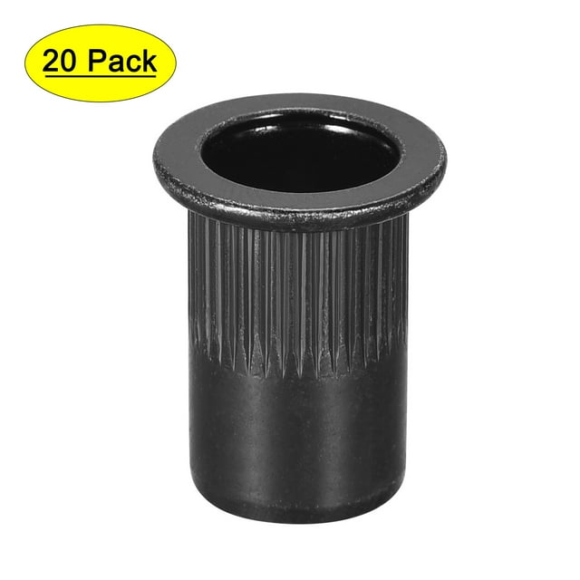 Unique Bargains Écrous de Rivets M10 Acier au Carbone Zincé Tête Plate Filetée Écrou Noir 20 Pcs